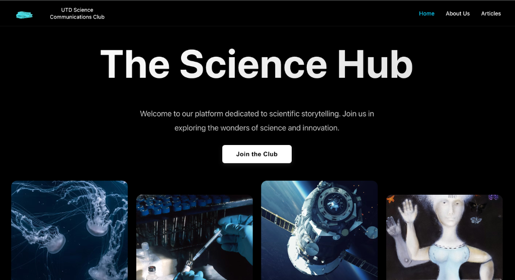 UTD Science Communication Club website preview